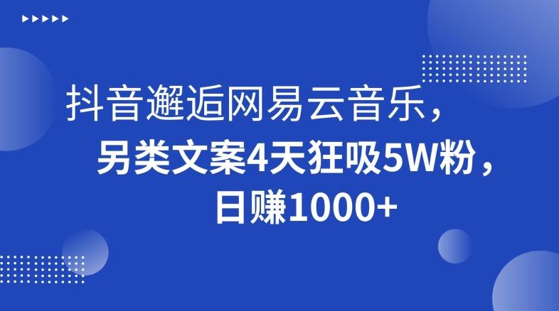 抖音邂逅网易云音乐，另类文案4天狂吸5W粉，日赚1000+【揭秘】-米壳知道—知识分享平台