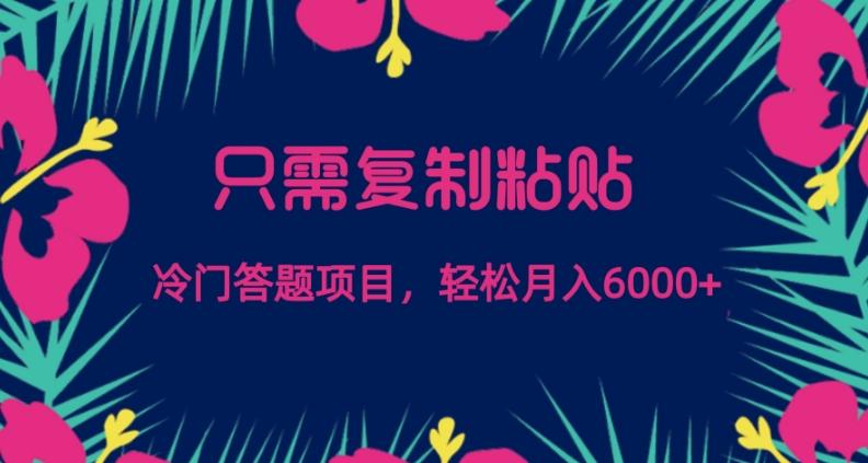 只需复制粘贴，冷门答题项目，轻松月入6000-米壳知道—知识分享平台