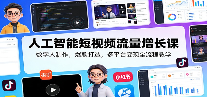 人工智能短视频流量增长课:数字人制作,爆款打造,多平台变现全流程教学-米壳知道—知识分享平台