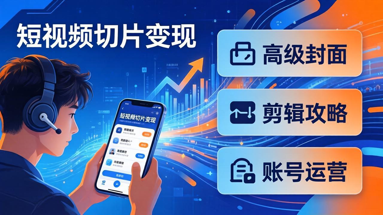 短视频切片变现速成班2.0：高级封面+剪辑攻略+账号运营，0基础小白快速入局副业-米壳知道—知识分享平台