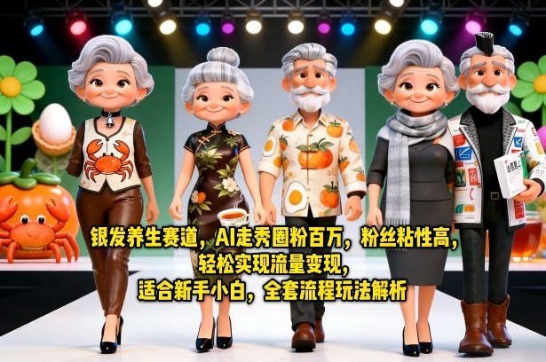 银发养生赛道，AI走秀圈粉百万，粉丝粘性高，轻松实现流量变现，适合新手小白，全套流程玩法解析-米壳知道—知识分享平台