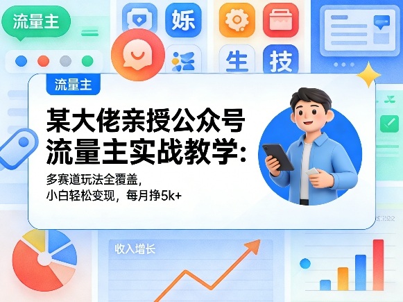 某大佬亲授公众号流量主实战教学：多赛道玩法全覆盖，小白轻松变现，每月多挣5k+-米壳知道—知识分享平台