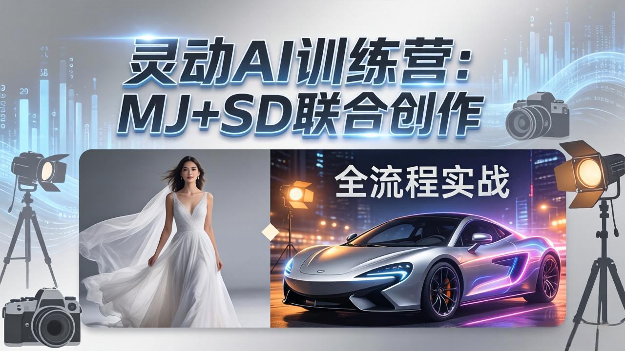 灵动AI训练营-3.0课程：MJ+SD联合创作，从婚纱大片到汽车广告，摄影后期全流程实战-米壳知道—知识分享平台