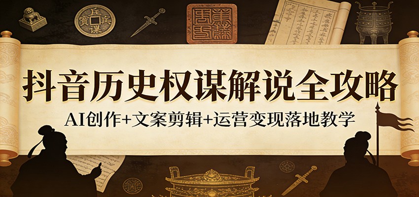 抖音历史权谋解说全攻略：AI创作+文案剪辑+运营变现落地教学-米壳知道—知识分享平台