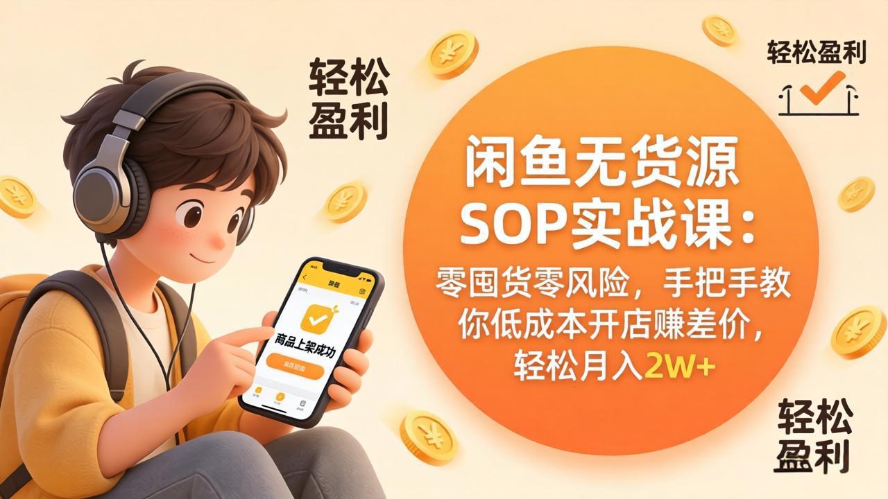 闲鱼无货源SOP实战课:零囤货零风险,手把手教你低成本开店赚差价,轻松月入2w+-米壳知道—知识分享平台