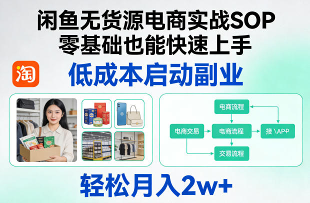 闲鱼无货源电商实战SOP,零基础也能快速上手,低成本启动副业,轻松月入2w+-米壳知道—知识分享平台