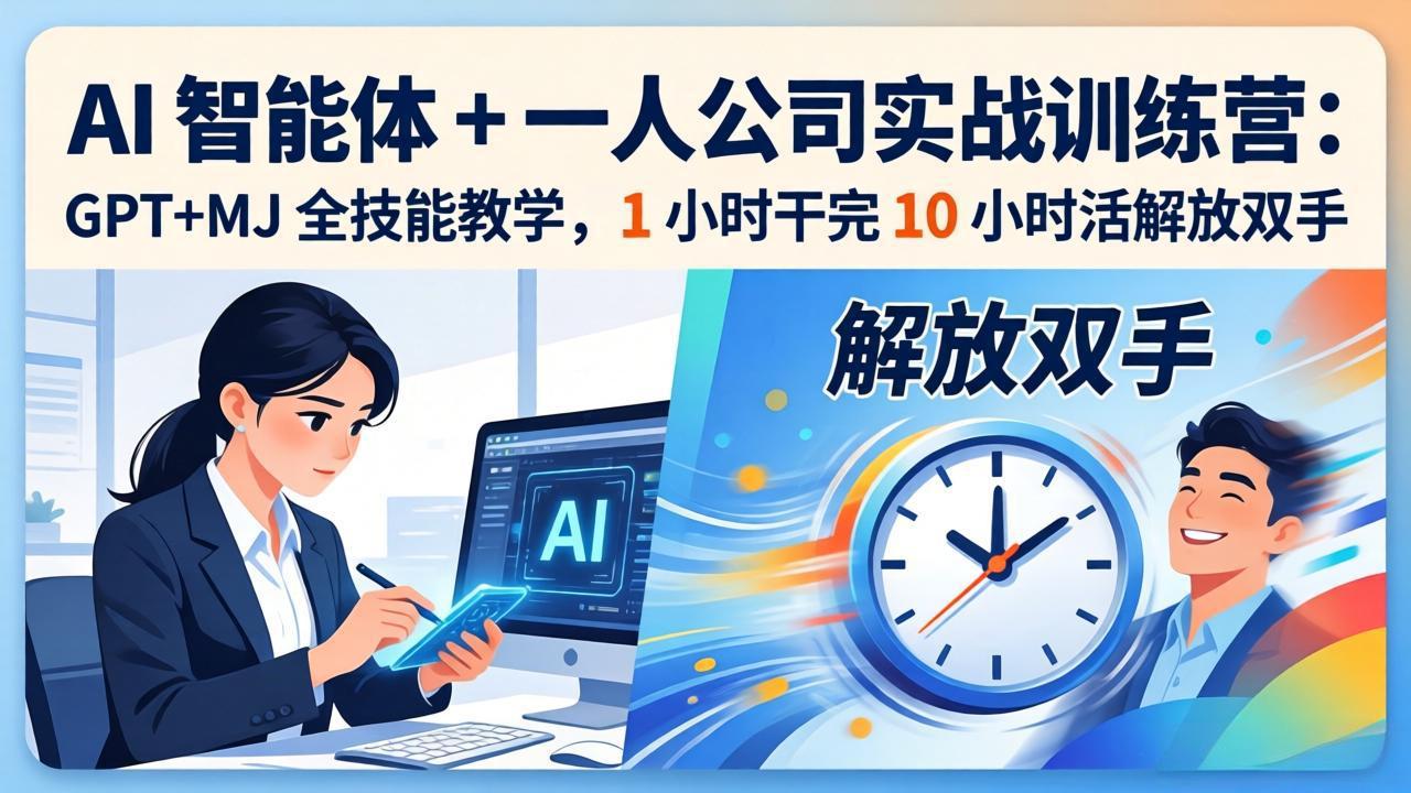 AI 智能体 + 一人公司实战训练营：GPT+MJ 全技能教学，1 小时干完 10 小时活解放双手-米壳知道—知识分享平台