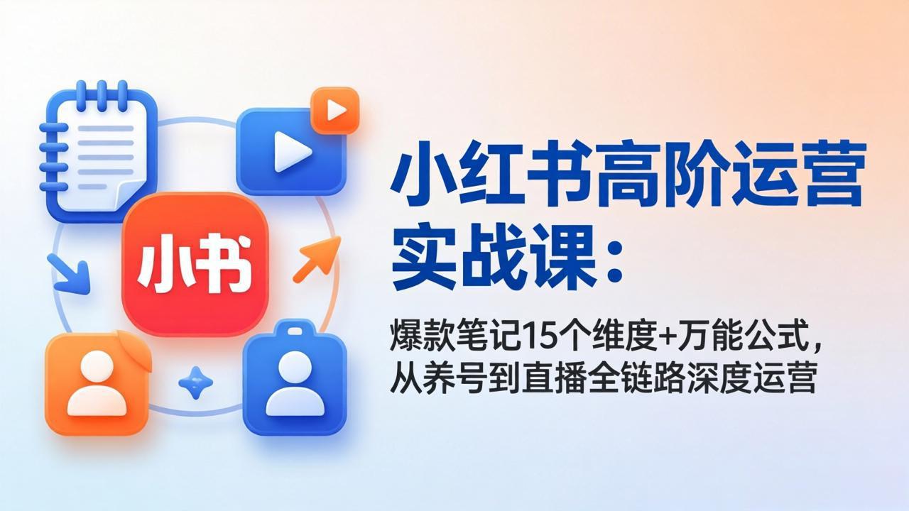 小红书高阶运营实战课：爆款笔记15个维度+万能公式，从养号到直播全链路深度运营-米壳知道—知识分享平台