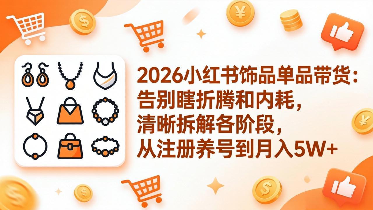 2026小红书饰品单品带货：告别瞎折腾和内耗，清晰拆解各阶段，从注册养号到月入5W+-米壳知道—知识分享平台