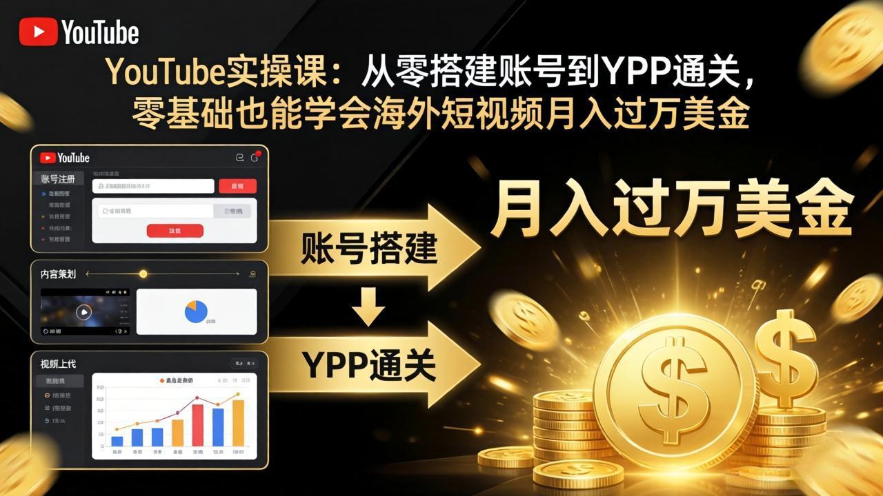 YouTube实操课:从零搭建账号到YPP通关,零基础也能学会海外短视频月入过万美金-米壳知道—知识分享平台
