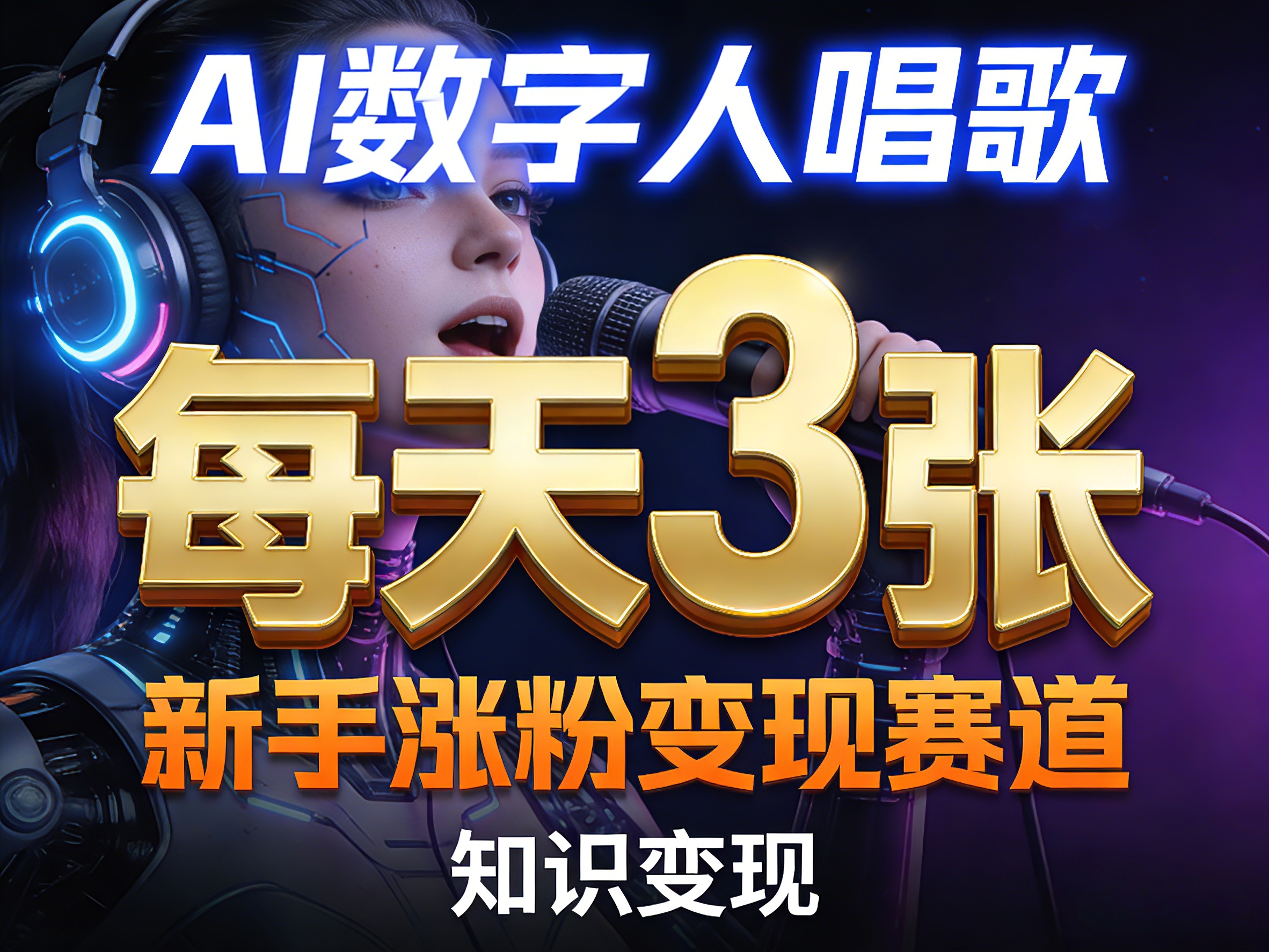AI数字人唱歌，新手涨粉变现赛道，每天3张和知识付费，副业必备-米壳知道—知识分享平台