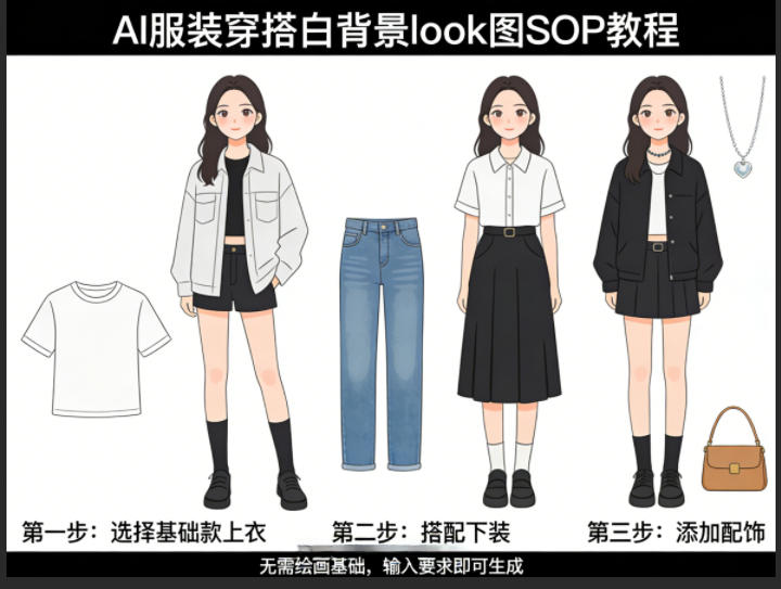AI服装穿搭白背景look图SOP教程，不用会画画，提几句具体要求，AI就能还你一个奇迹-米壳知道—知识分享平台