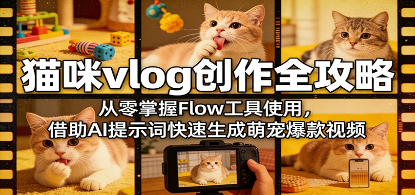 猫咪vlog创作全攻略:从零掌握Flow工具使用,借助AI提示词快速生成萌宠爆款视频-米壳知道—知识分享平台
