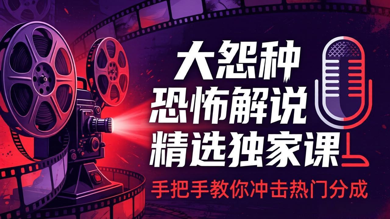 大怨种恐怖解说精选独家课：电影下载+文案配音+片头封面，手把手教你冲击热门分成-米壳知道—知识分享平台