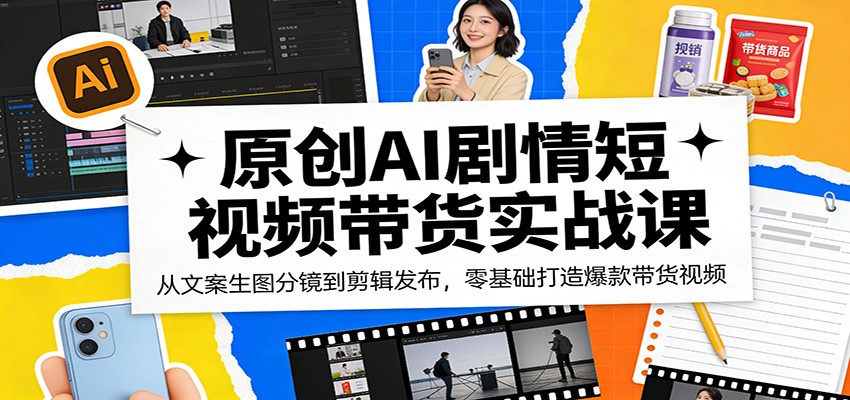 原创AI剧情短视频带货实战课：从文案生图分镜到剪辑发布，零基础打造爆款带货视频-米壳知道—知识分享平台