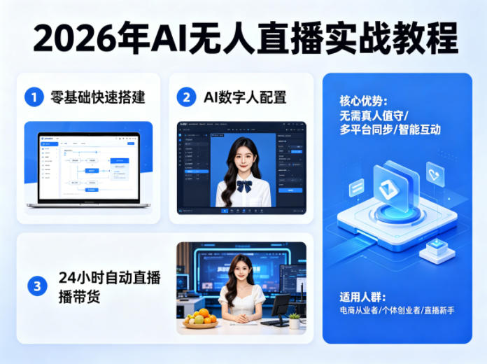2026年AI无人直播实战教程，零基础也能快速搭建AI数字人无人直播间，实现24小时自动直播带货-米壳知道—知识分享平台