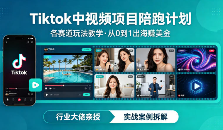 某大佬的Tiktok中视频项目陪跑,涵盖TK各个赛道玩法教学,从0到1出海賺美金-米壳知道—知识分享平台