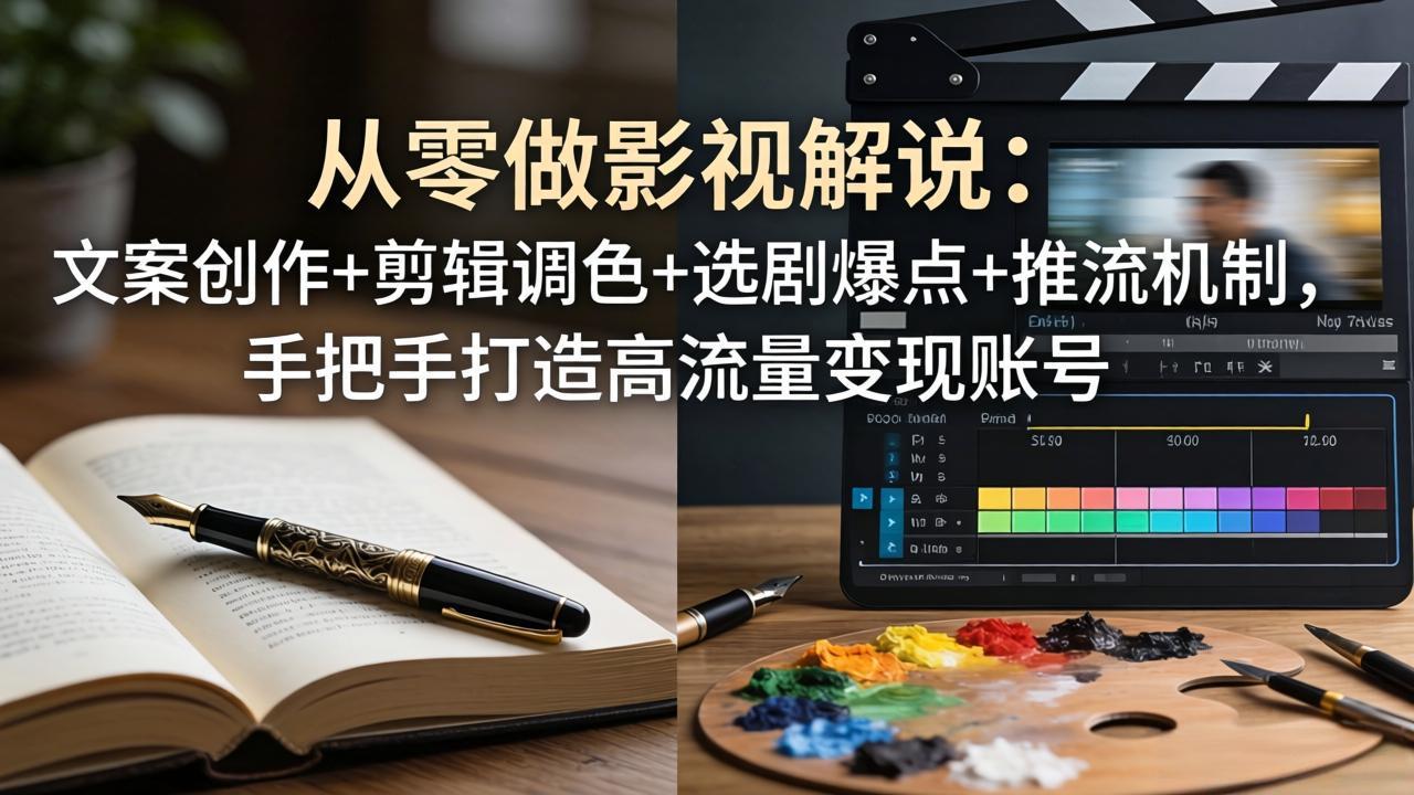 从零做影视解说：文案创作+剪辑调色+选剧爆点+推流机制，手把手打造高流量变现账号-米壳知道—知识分享平台