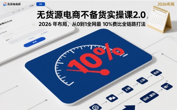 无货源电商不备货实操课2.0，2026年布局，从0到1全网最低10%费比全链路打法【更新26年4月】-米壳知道—知识分享平台