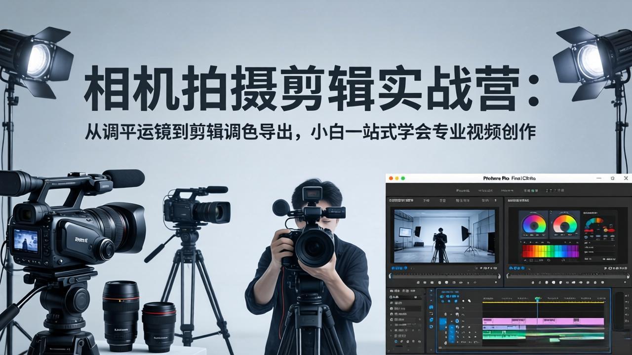 相机拍摄剪辑实战营：从调平运镜到剪辑调色导出，小白一站式学会专业视频创作-米壳知道—知识分享平台