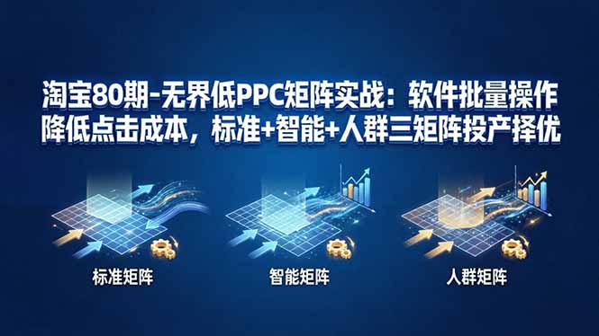 淘宝80期-无界低PPC矩阵实战:软件批量操作降低点击成本,标准+智能+人群三矩阵投产择优-米壳知道—知识分享平台