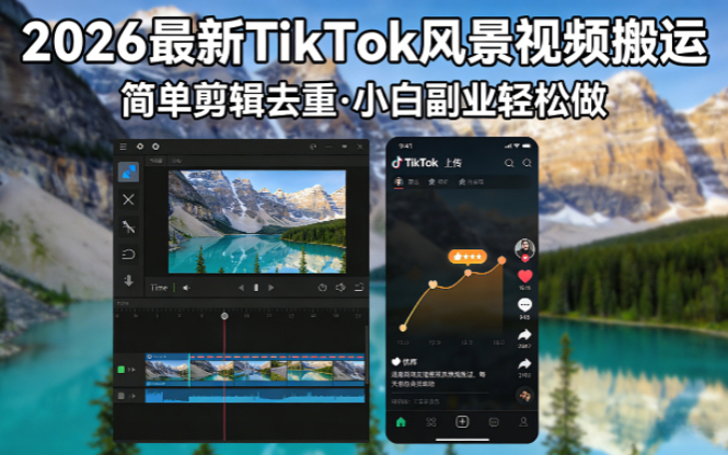 2026最新TikTok风景视频搬运简单剪辑去重小白副业月入 8000-米壳知道—知识分享平台