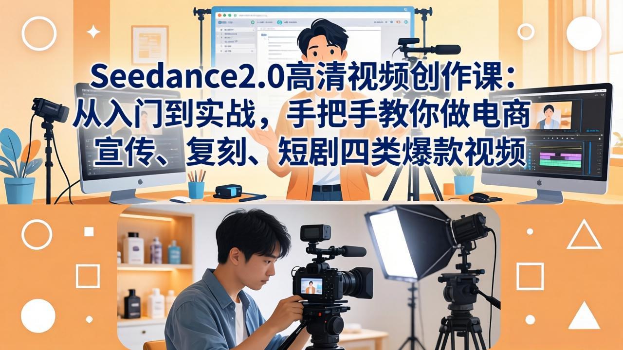 Seedance2.0高清视频创作课：从入门到实战，手把手教你做电商、宣传、复刻、短剧四类爆款视频-米壳知道—知识分享平台