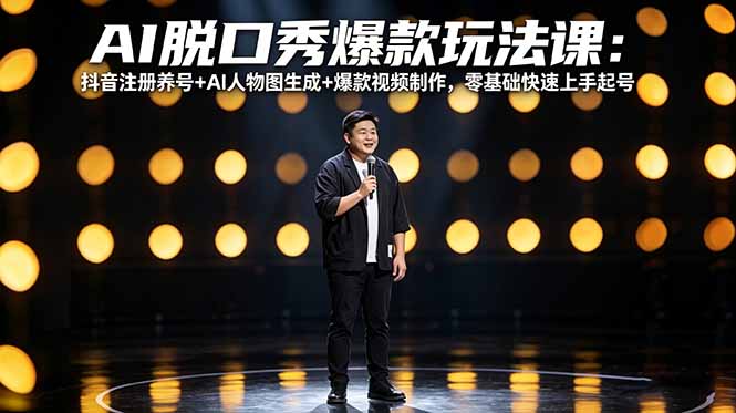 AI脱口秀爆款玩法课：抖音注册养号+AI人物图生成+爆款视频制作，零基础快速上手起号-米壳知道—知识分享平台
