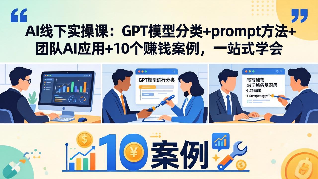 AI线下实操课：GPT模型分类+prompt方法+团队AI应用+10个赚钱案例，一站式学会-米壳知道—知识分享平台