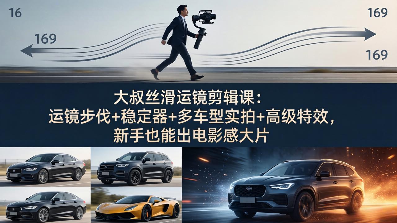 大叔丝滑运镜剪辑课：运镜步伐+稳定器+多车型实拍+高级特效，新手也能出电影感大片-米壳知道—知识分享平台