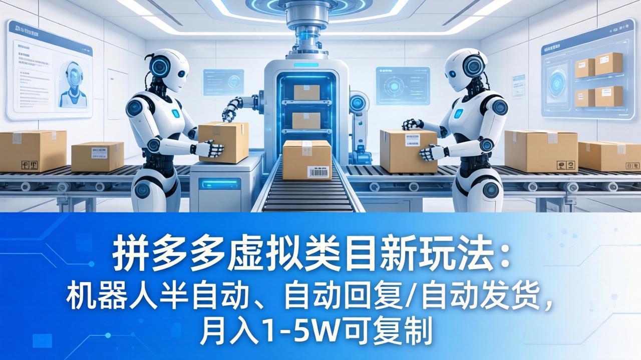 拼多多虚拟类目新玩法：机器人半自动、自动回复 /自动发货，月入 1-5W 可复制-米壳知道—知识分享平台