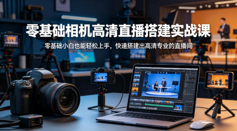 零基础相机高清直播间搭建实战课，小白也能轻松上手，快速搭建出高清专业的直播间-米壳知道—知识分享平台