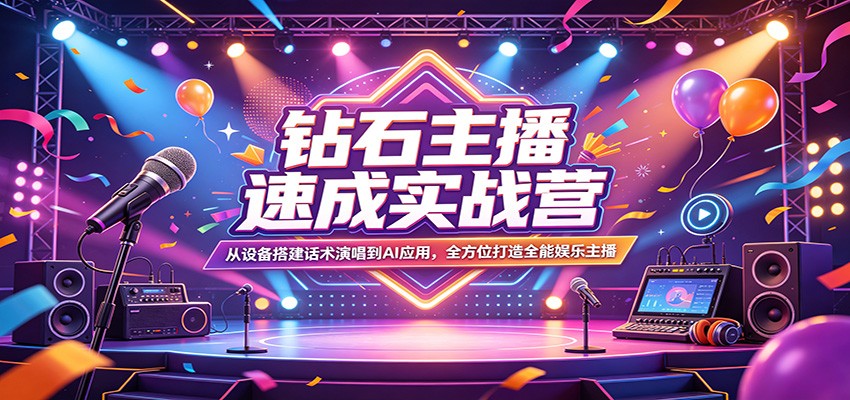 钻石主播速成实战营：从设备搭建话术演唱到AI应用，全方位打造全能娱乐主播-米壳知道—知识分享平台