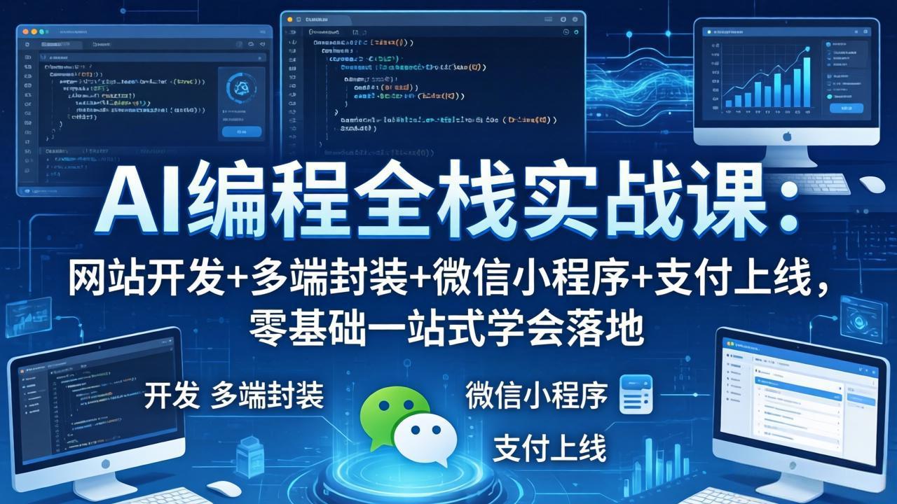 AI编程全栈实战课：网站开发+多端封装+微信小程序+支付上线，零基础一站式学会落地-米壳知道—知识分享平台
