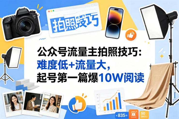 公众号流量主之拍照技巧赛道，难度低+流量大，起号第一篇就爆了10w阅读-米壳知道—知识分享平台