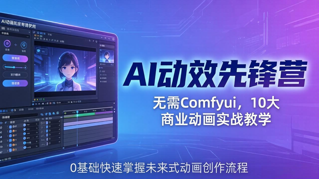 AI 动效先锋营：无需Comfyui，10大商业动画实战教学，0基础快速掌握未来式动画创作流程-米壳知道—知识分享平台