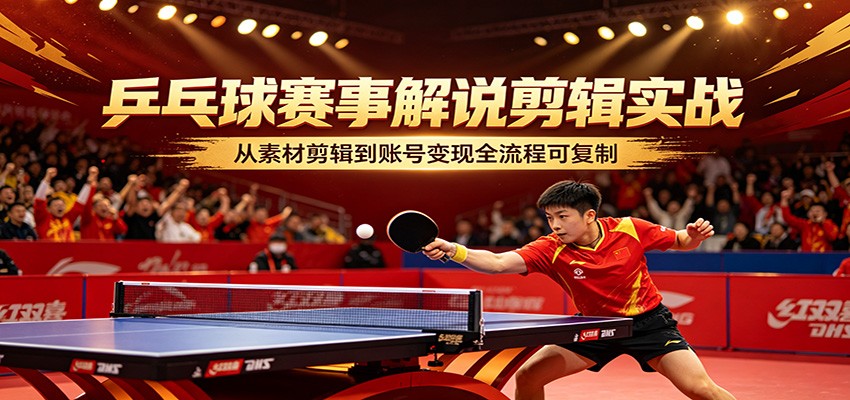 乒乓球赛事解说剪辑实战，从素材剪辑到账号变现全流程可复制-米壳知道—知识分享平台