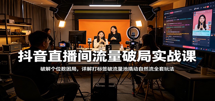 抖音直播间流量破局实战课：破解个位数困局，详解打标签破流量池撬动自然流全套玩法-米壳知道—知识分享平台