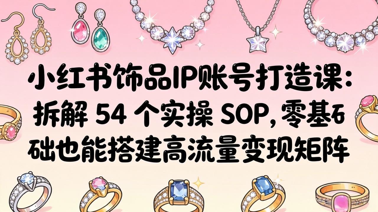 小红书饰品IP账号打造课：拆解 54 个实操 SOP，零基础也能搭建高流量变现矩阵-米壳知道—知识分享平台