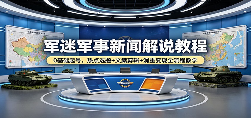军迷军事新闻解说教程：0基础起号，热点选题+文案剪辑+消重变现全流程教学-米壳知道—知识分享平台