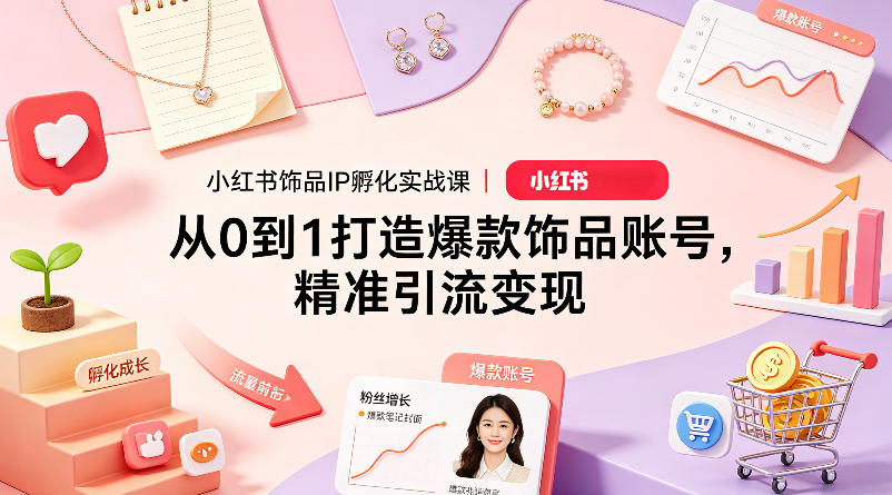 小红书饰品IP孵化实战课｜从0到1打造爆款饰品账号，精准引流变现-米壳知道—知识分享平台