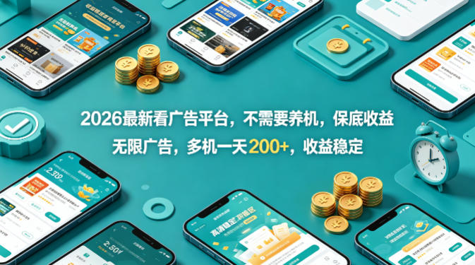 2026最新看广告平台，不需要养机，保底收益，无限广告，多机一天200+，收益稳定【揭秘】-米壳知道—知识分享平台