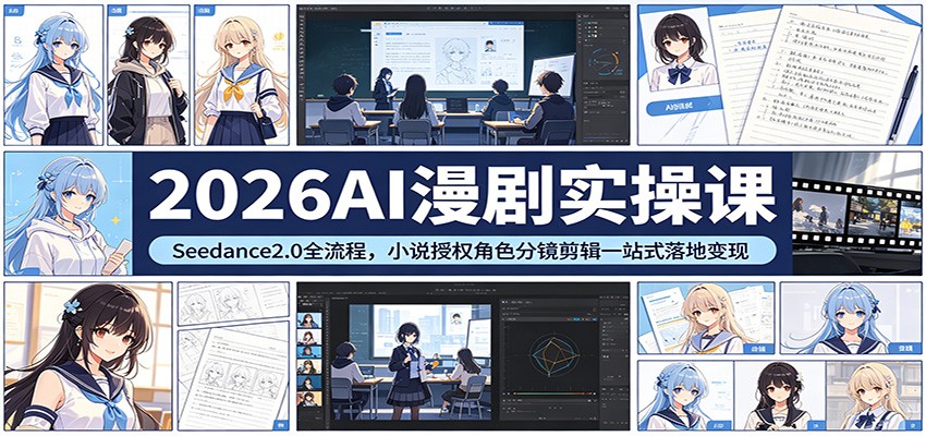 2026AI漫剧实操课：Seedance2.0全流程，小说授权角色分镜剪辑一站式落地变现-米壳知道—知识分享平台