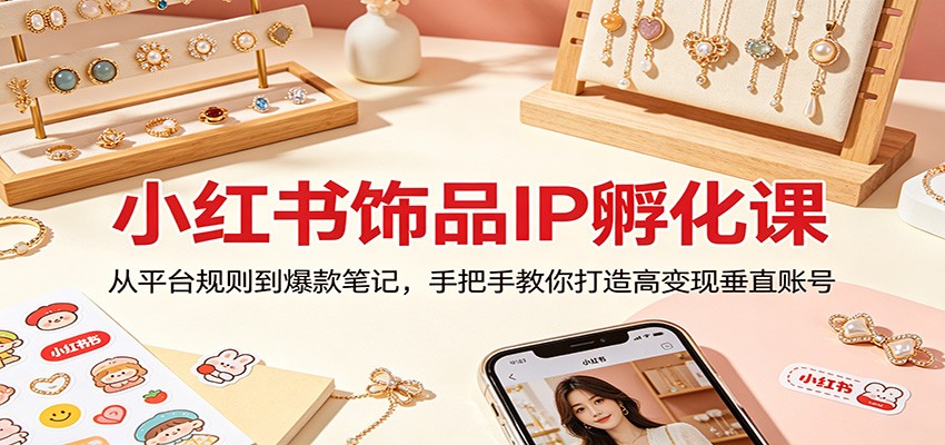 小红书饰品IP孵化课：从平台规则到爆款笔记，手把手教你打造高变现垂直账号-米壳知道—知识分享平台