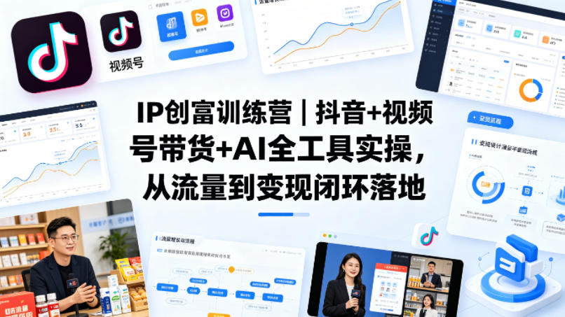 IP创富训练营｜抖音+视频号带货+AI全工具实操，从流量到变现闭环落地-米壳知道—知识分享平台