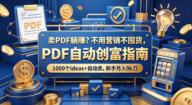 卖PDF躺賺？不用营销不囤货，PDF自动创富指南，1000个ideas+自动卖，新手月入9k刀【原创双语字幕】-米壳知道—知识分享平台