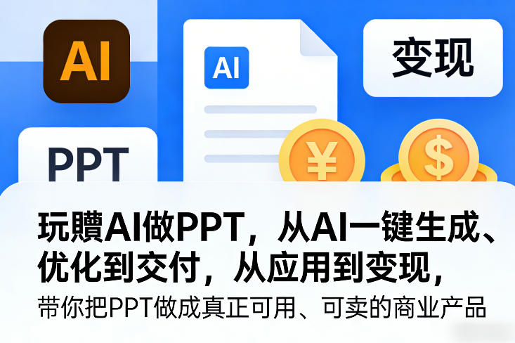 玩賺AI做PPT，从AI一键生成、优化到交付，从应用到变现，带你把PPT做成真正可用、可卖的商业产品(更新0421)-米壳知道—知识分享平台