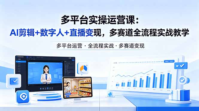 某团队多平台实操运营课-更新26年4月20：AI剪辑+数字人+直播变现，多赛道全流程实战教学-米壳知道—知识分享平台