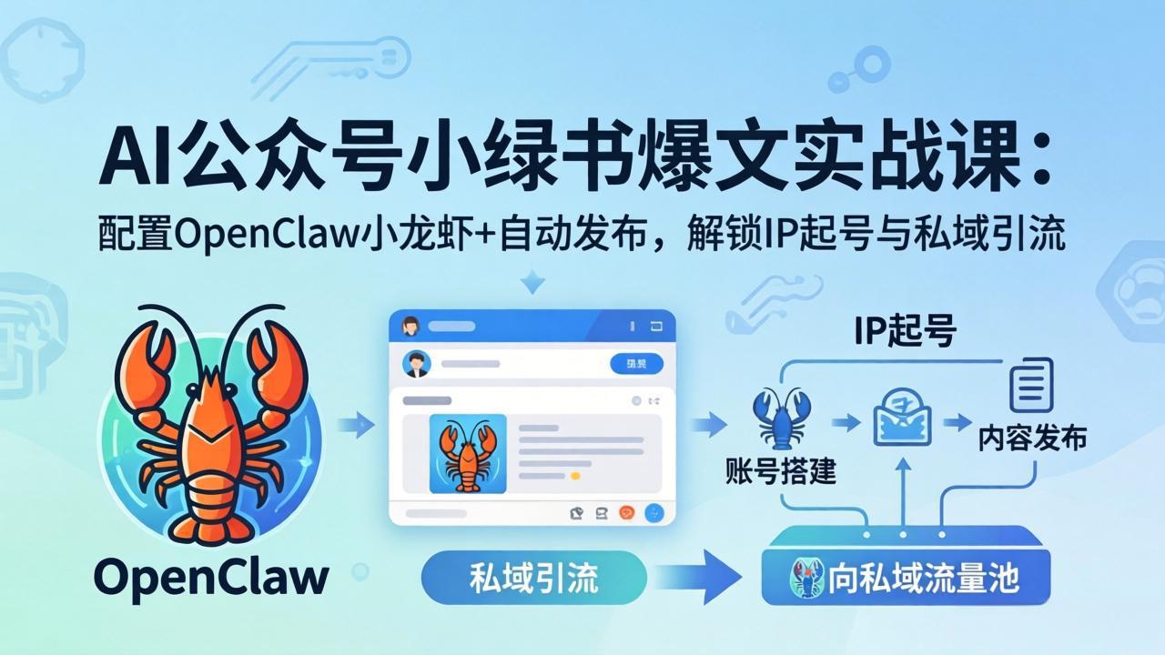 AI公众号小绿书变现实战课：小绿书爆文写作+OpenClaw自动发布，解锁IP起号与私域引流-米壳知道—知识分享平台