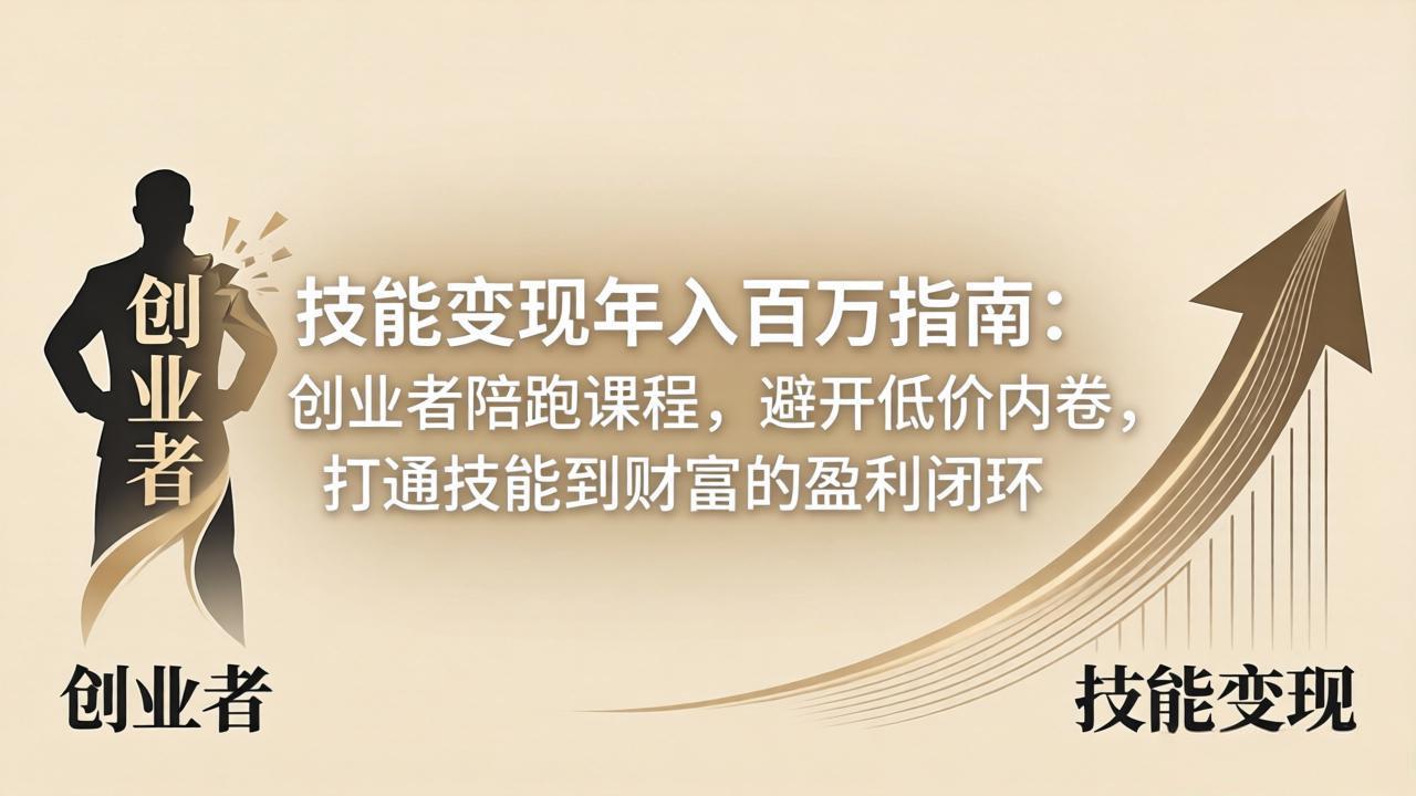技能变现年入百万指南：创业者陪跑课程，避开低价内卷，打通技能到财富的盈利闭环-米壳知道—知识分享平台